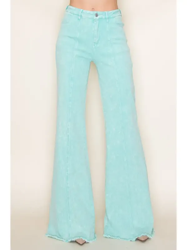 Wisteria Lane Wide Leg Palazzo Fit Jeans Aqua