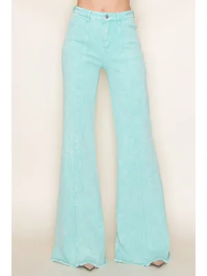 Wisteria Lane Wide Leg Palazzo Fit Jeans Aqua