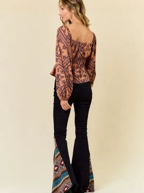 Saints And Heart Flare Black Denim w Insert Print Contrast