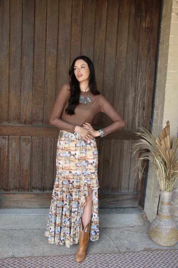Turq Haven Wild Horse Mesh Skirt