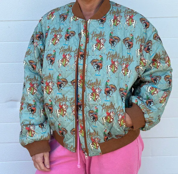Turq Haven Teal Howdy Bomber Jacket