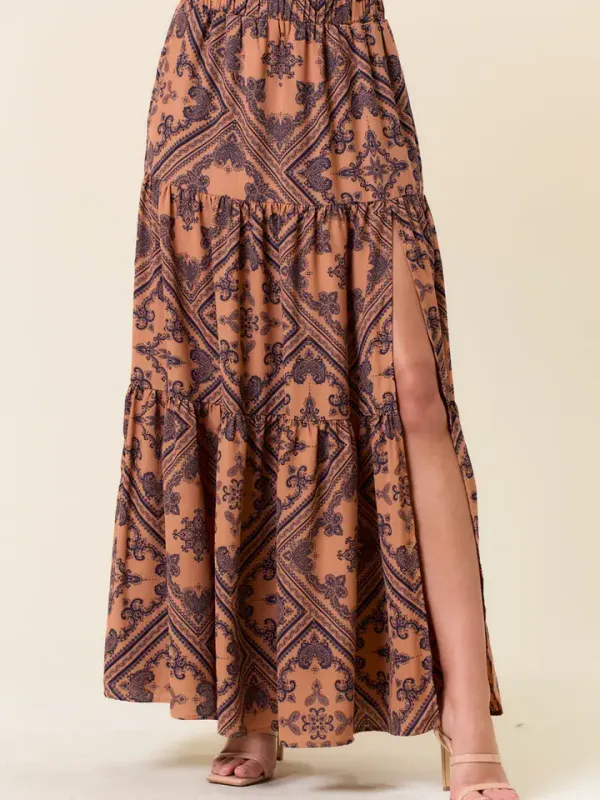 Saints Split Detail Tiered Maxi Skirt