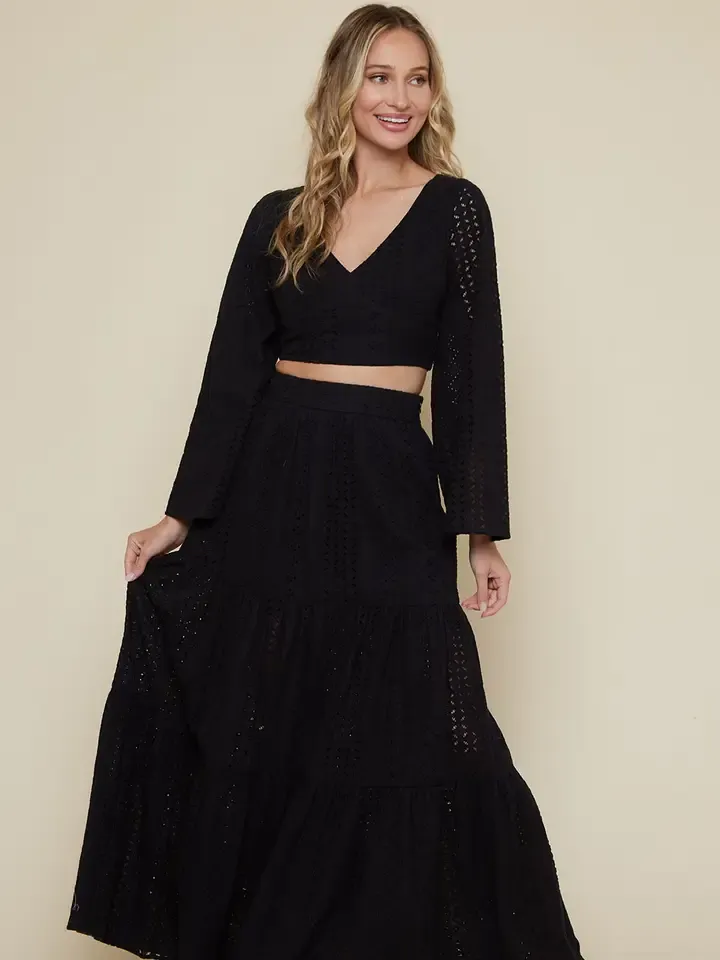 Saints Smocked Skirt Black