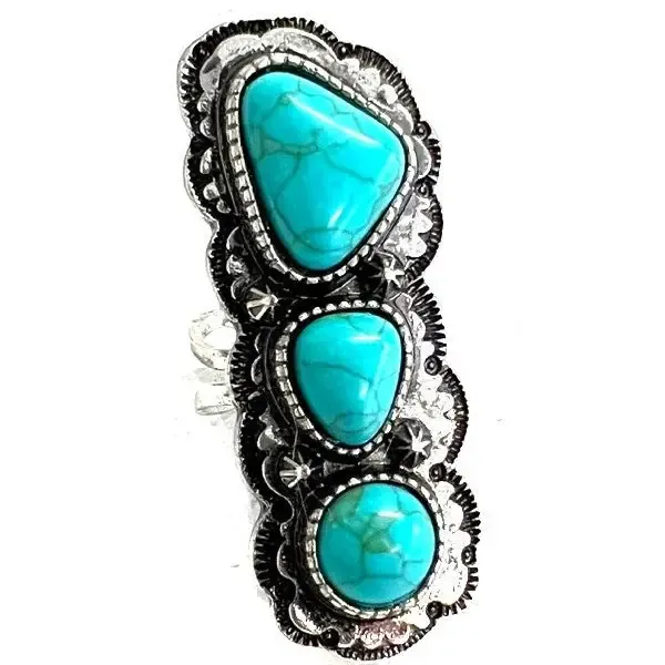 Sw Western Cuff Ring 3 Stones