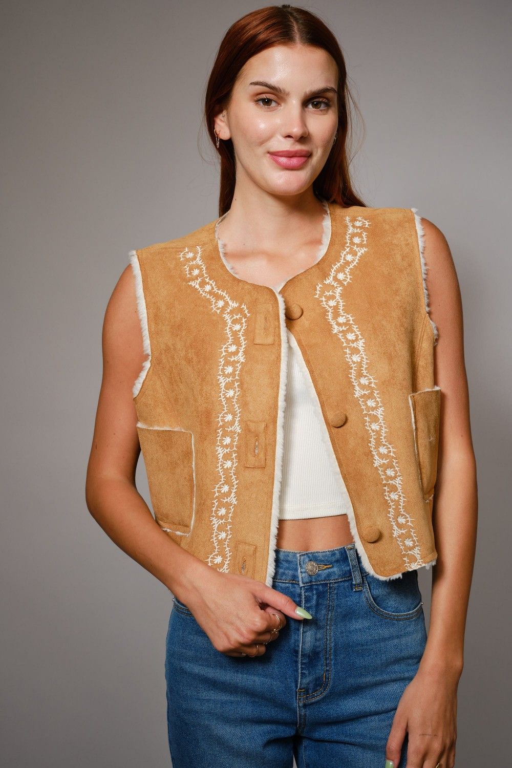 Blue B Faux Shearling Vest