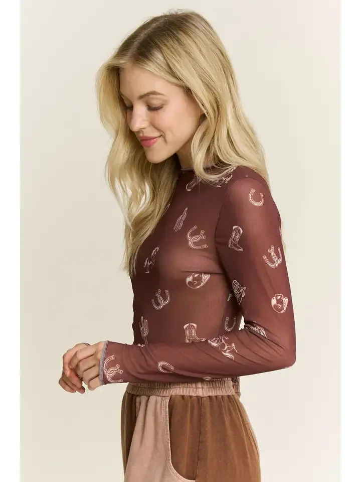 Jher Brown Mesh Top