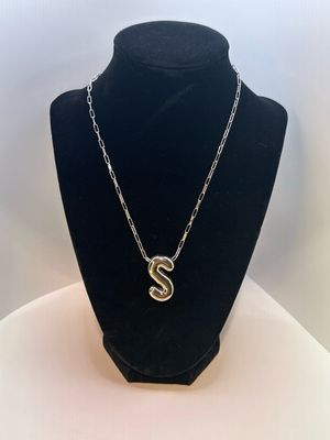 Silver Letter Pendant Initial Monogram S