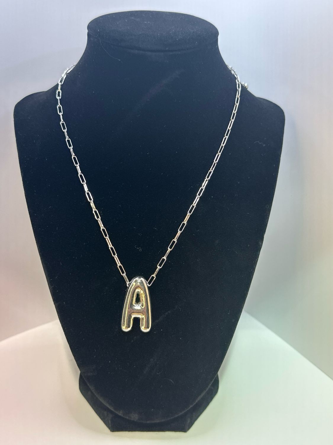 Silver Letter Pendant Initial Monogram A