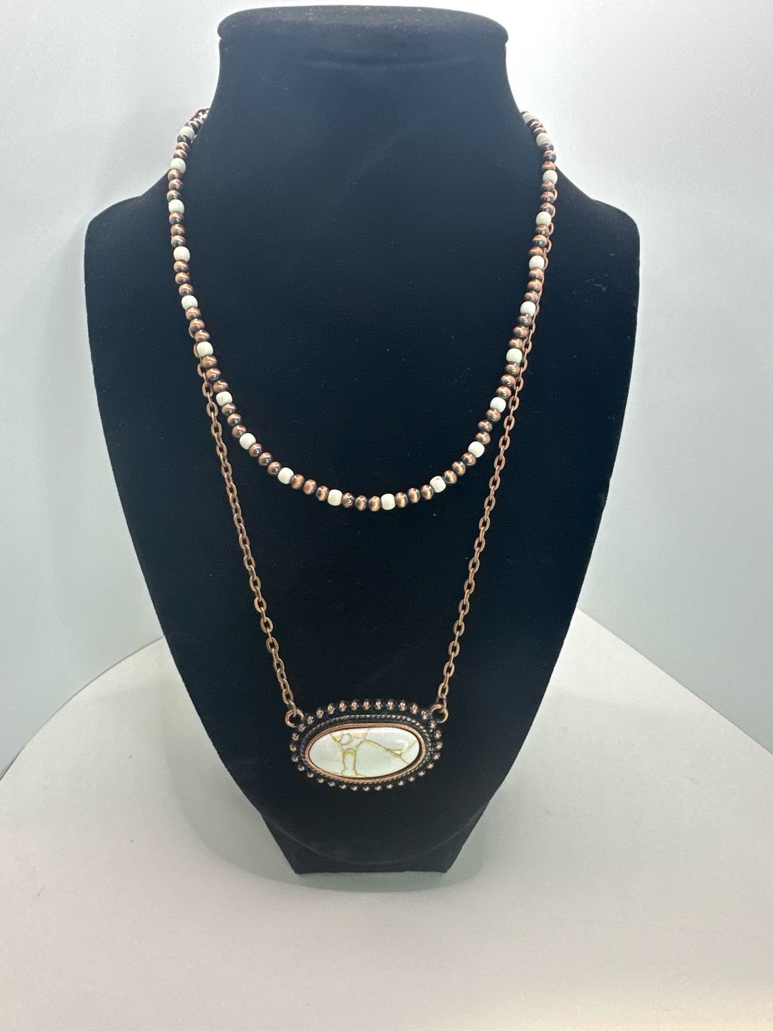 Emma Copper Ivory Stone Stack Necklace