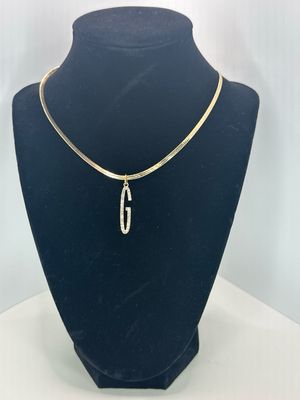 Rhinestone Initial Necklace Initial G
