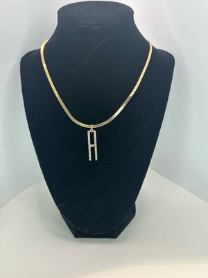Rhinestone Initial Necklace Initial H