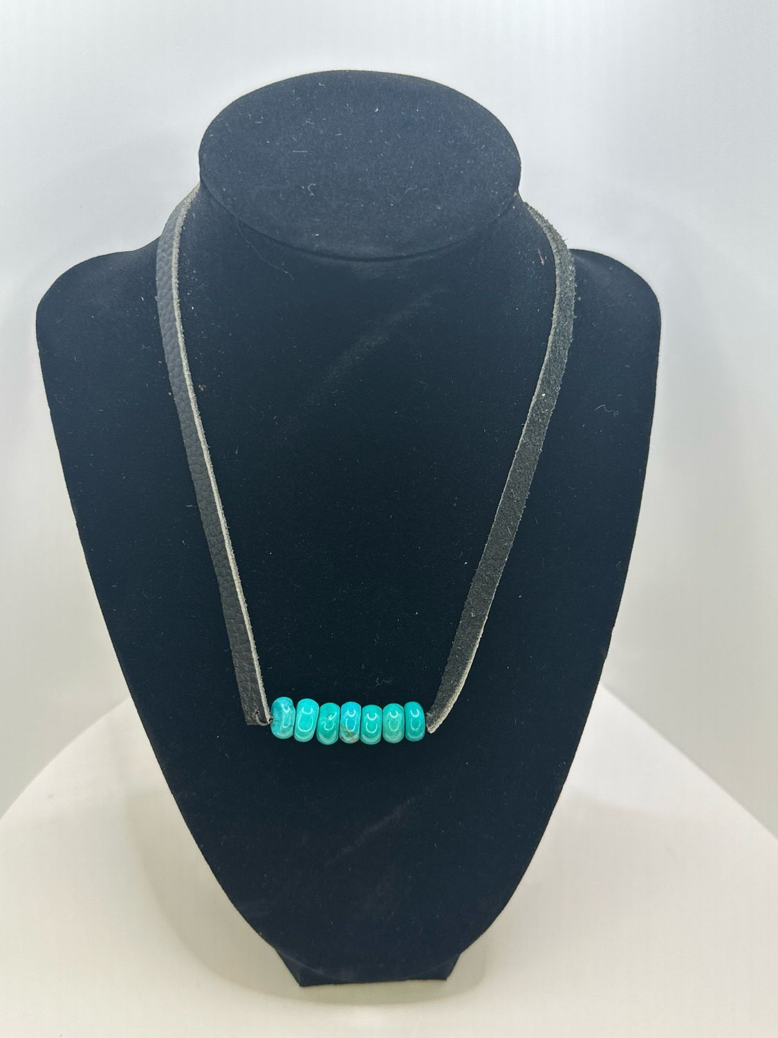 Emma Black Leather Turq Chocker