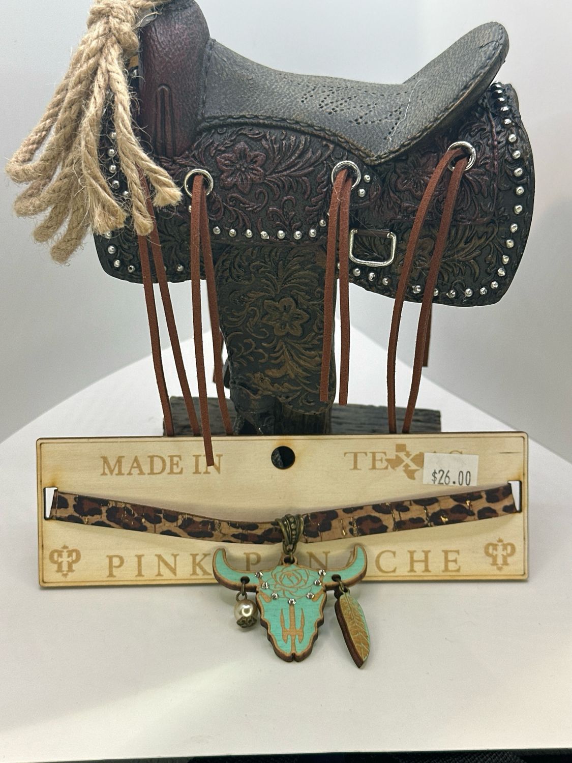 Steer Head Choker w Austrian Crystals