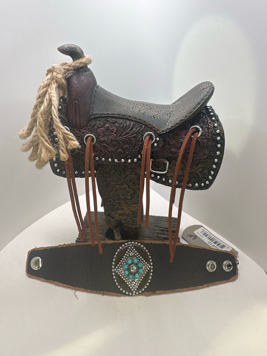 Turq Diamond Leather Cuff