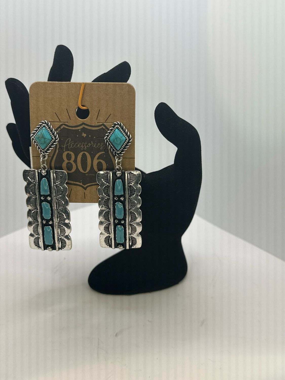 Southwest Silver and Turq Rect. Earring