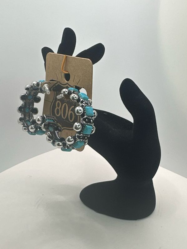 Western Turqouise Stone Hoop Earring