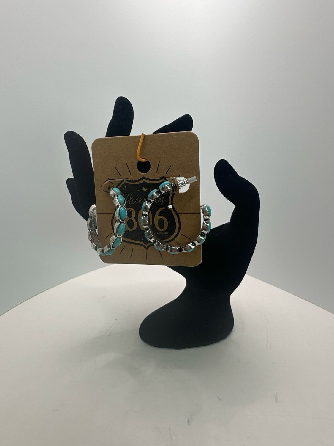 Small Stone and Silver Hoop Earring Turq