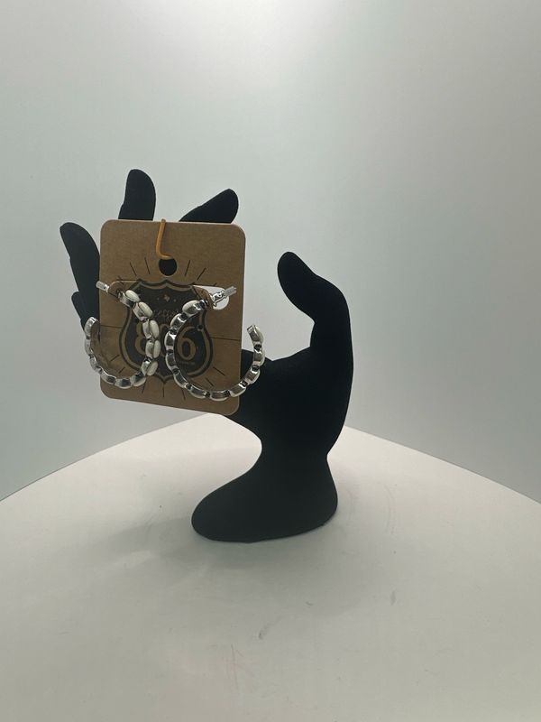 Small Stone and Silver Hoop Earring