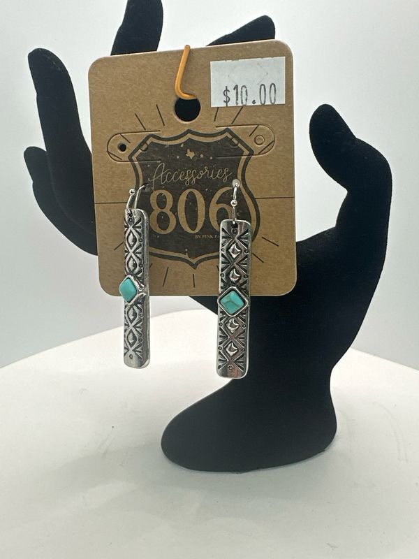 Western Embossed Rectangle Earring