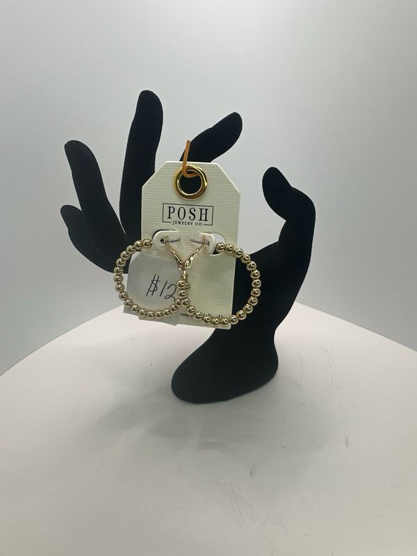 Round Bead Hoop Gold Earring