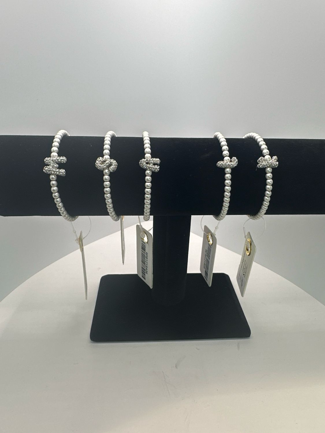 Bead Bracelet with Rhinestone Inital M