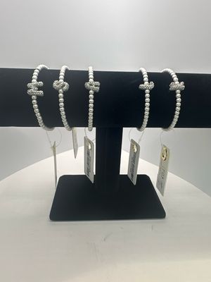 Bead Bracelet with Rhinestone Initial K