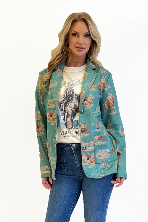 Fashion Express blue Suede Western Blazer