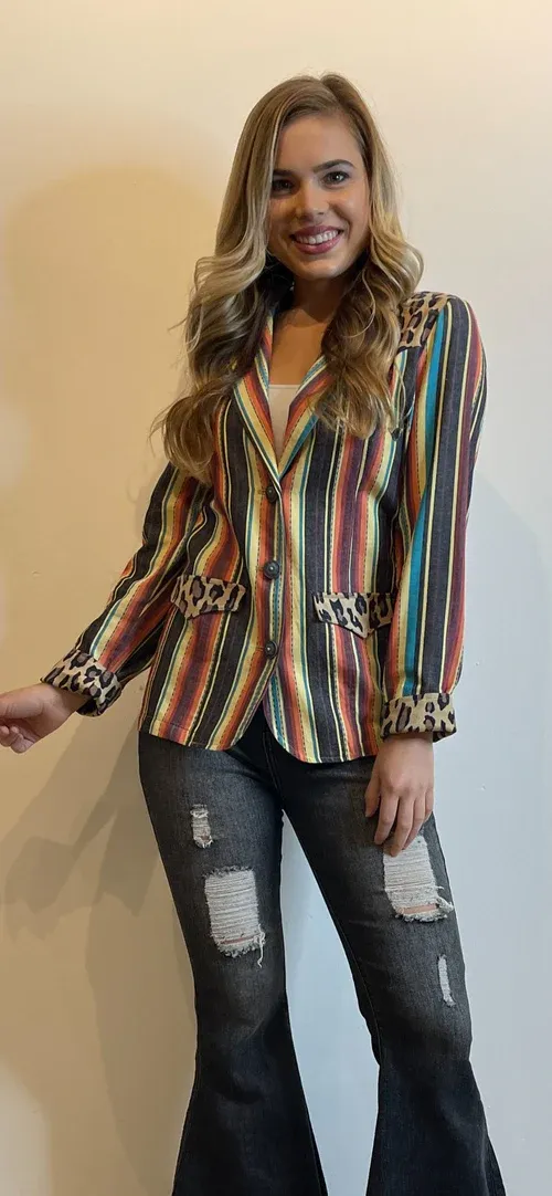 Fashion Express Serape Leopard Blazer\top