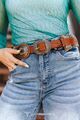 Lucky Brown Gator Genuine Leather Silver Concho Belt
