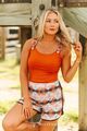Lucky Orange Buckle Strap Western Tank Top