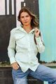 Lucky Mint Long Sleeve Cotton Spandex Stretch Button Down Top