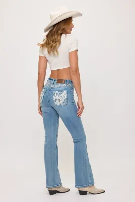 Westfield Eagle Flare Embroidered Saint Bling Jeans