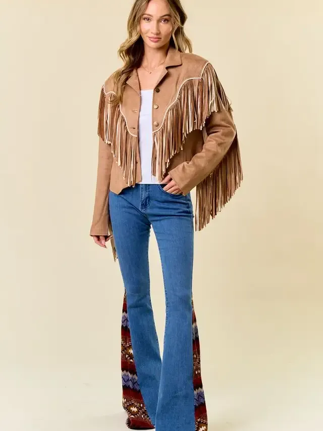 Saints And Heart Flare Denim w Print Contrast