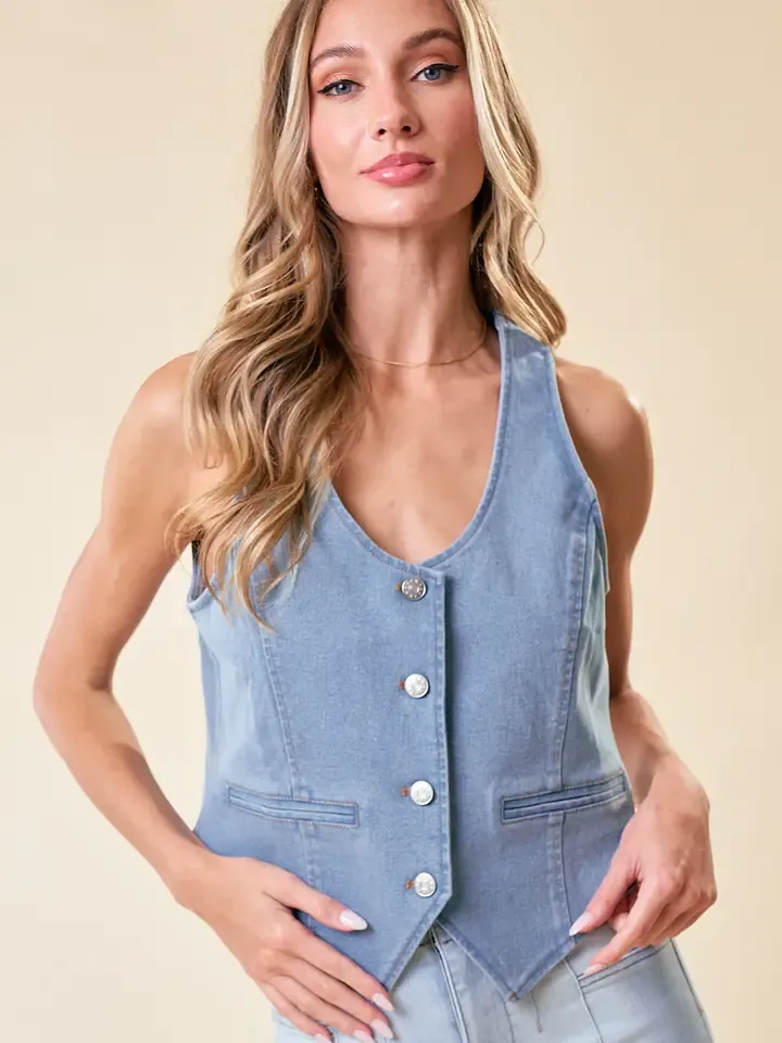 Saints And Heart Denim Vest LT Wash
