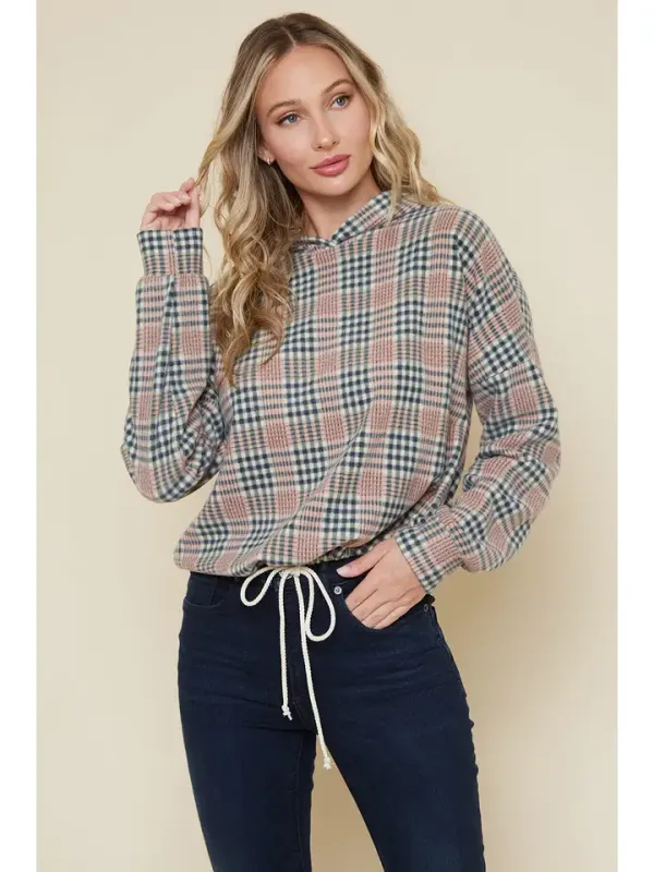 Saints And Hearts Printed Hoodie w Waist Drawstring Teal/Rust