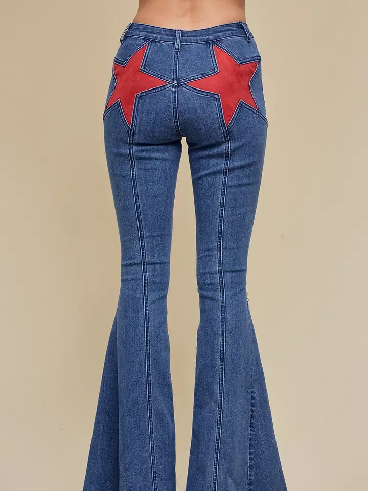 Saints And Heart Star Flare Denim