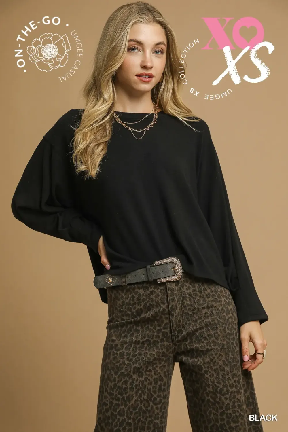 Umgee Black Crewneck Top