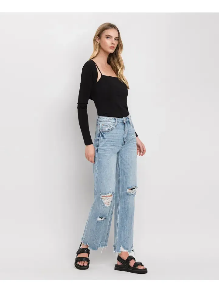 Vervet Crop Flare With Rips