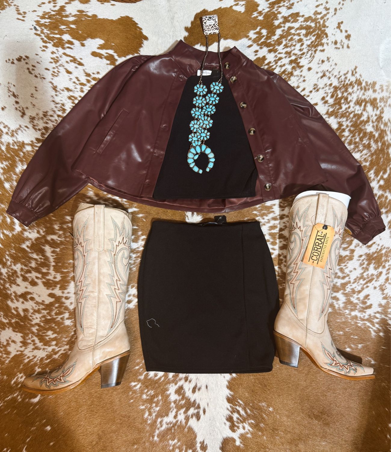 Taelynn Burgundy Leath Shirt