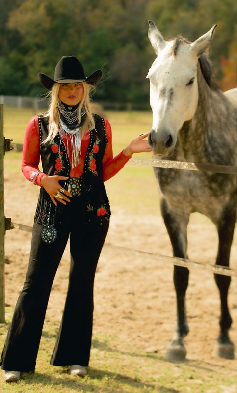 Vocal Rose Fringe Vest