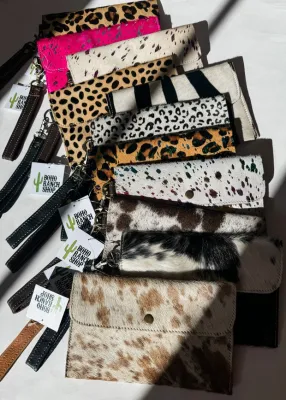 Boho Ranch Cowhide Wristlet