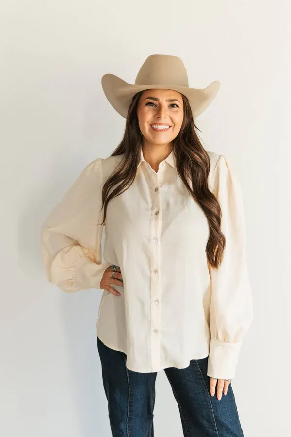 Turq Haven Solid Ivory Button Up