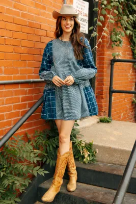 Turq Haven Blue Babydoll Dress