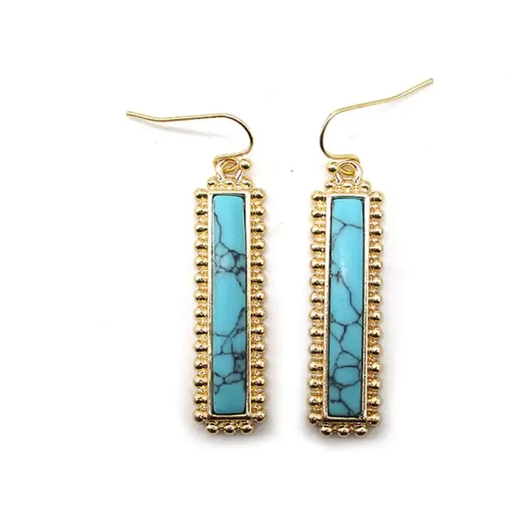 Western Turquoise Bar Dangle Earrings