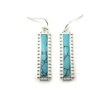 Western Turquoise Bar Dangle Earrings