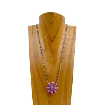pink  stone flower concho pendent WestE