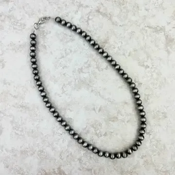 NKS230603-31-SILVER      15 Inches 8mm silver Navajo pearl bead Necklace WestE