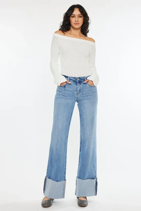  MID RISE WIDE FLARE JEANS-KC78027M