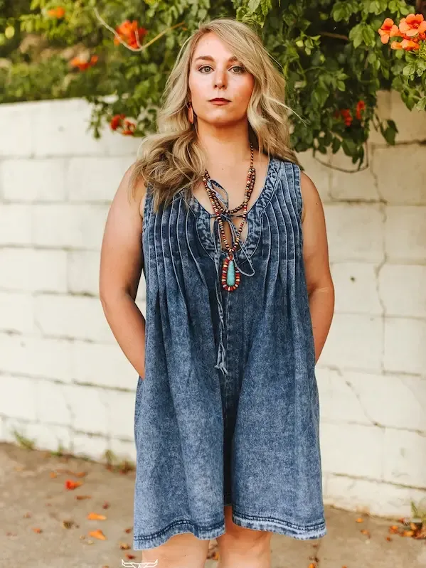 Denim Romper V Neck