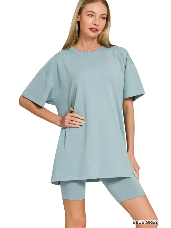 Cotton Biker Set Blue\gray